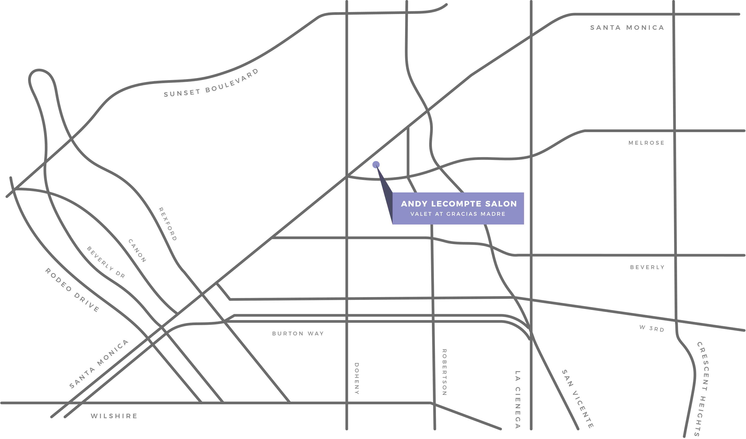 map illustration of andy lecompte salon